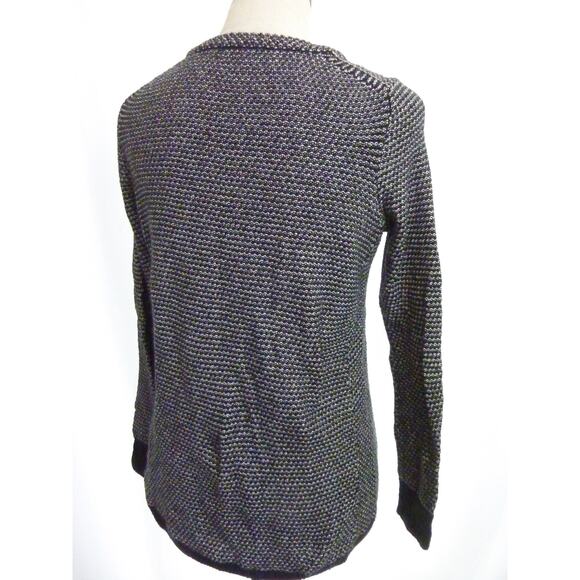 Madewell Black White Sweater Knit Top XS Dotweave Slouchy Pullover Riverside - Picture 3 of 6